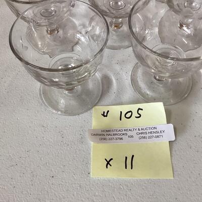 set of 11 etched dessert glasses