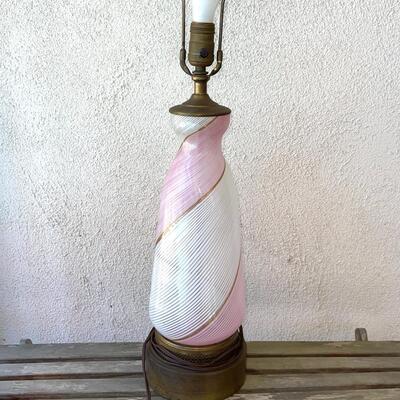CL  VINTAGE CANDY STRIPE SWIRL MURANO GLASS TABLE LAMP