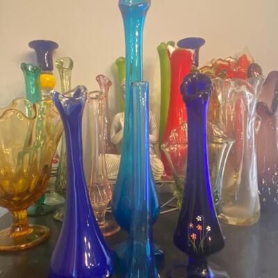 Four piece swung glass vase bundle-Blue