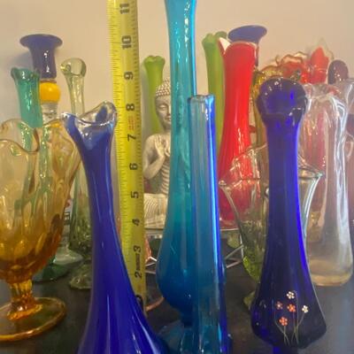 Four piece swung glass vase bundle-Blue