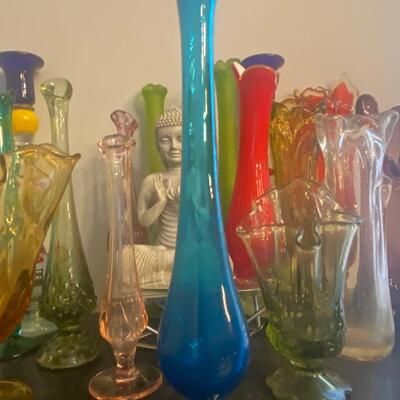 Four piece swung glass vase bundle-Blue
