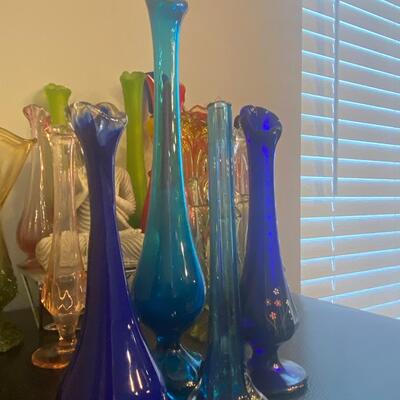 Four piece swung glass vase bundle-Blue