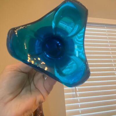 Four piece swung glass vase bundle-Blue
