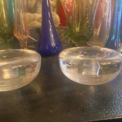 Kosta Boda clear candle holders