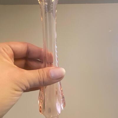 Two pink swung glass vase bundle