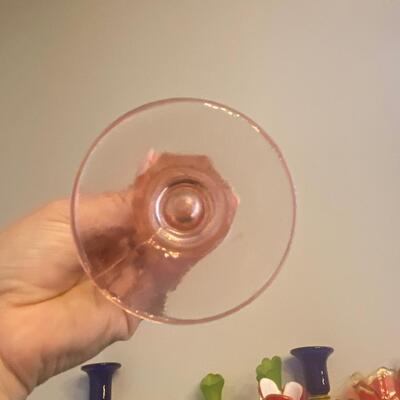 Two pink swung glass vase bundle