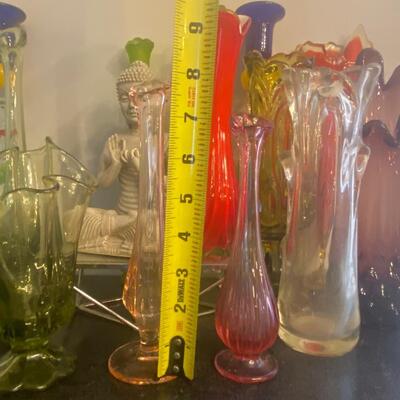 Two pink swung glass vase bundle