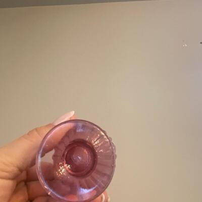 Two pink swung glass vase bundle