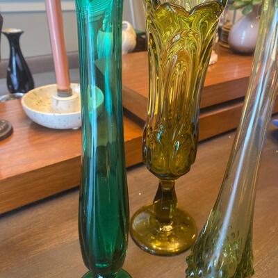 Lot of three vintage glass vases