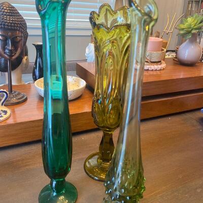 Lot of three vintage glass vases