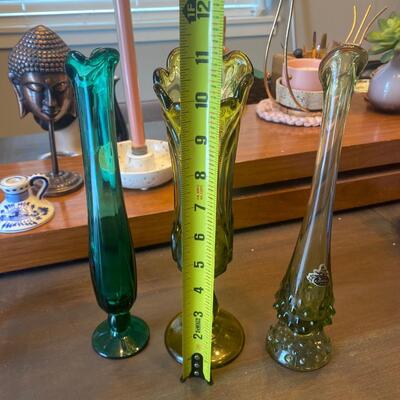 Lot of three vintage glass vases