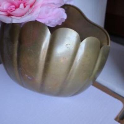 Large vintage brass wall planter