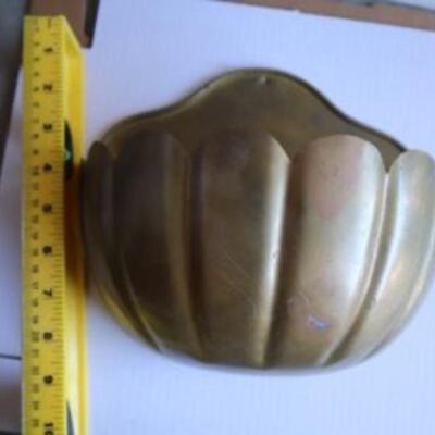 Large vintage brass wall planter