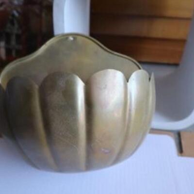 Large vintage brass wall planter