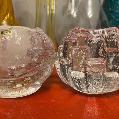 Set of two Kosta Boda votive holders