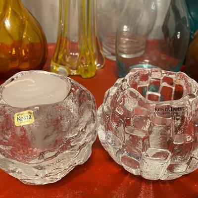 Set of two Kosta Boda votive holders