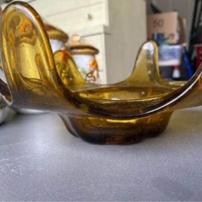 Vintage stretched glass candy dish