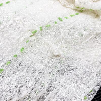 VINTAGE SHEER GREEN & WHITE DOT FABRIC