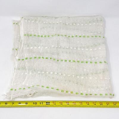 VINTAGE SHEER GREEN & WHITE DOT FABRIC