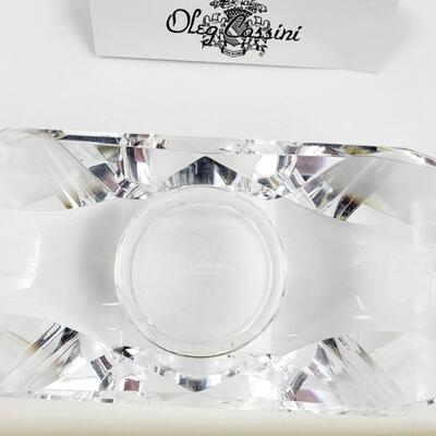 OLEG CASSINI CRYSTAL CUT HALF ROUND VOTIVE