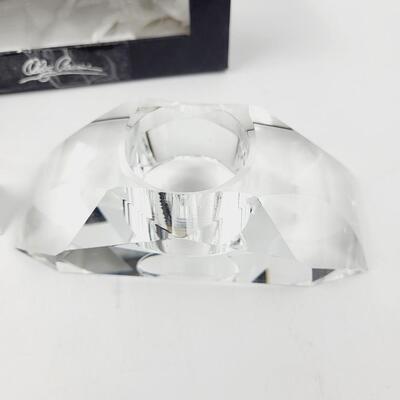 OLEG CASSINI CRYSTAL CUT HALF ROUND VOTIVE