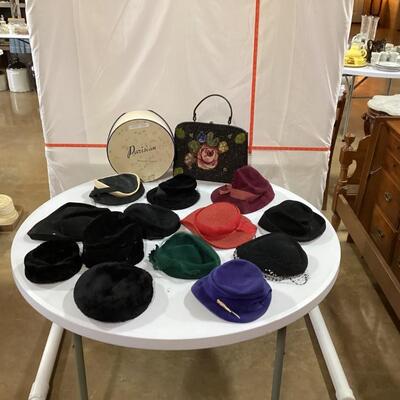 vintage ladies hats and purse
