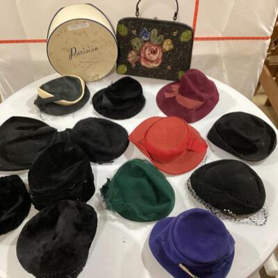 vintage ladies hats and purse