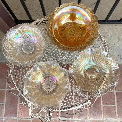 AA  FOUR VINTAGE LUSTERWARE BOWLS CARNIVAL GLASS IRIDESCENT