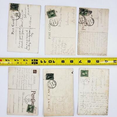 EARLY FLOWERED POSTCARDS 6 PC