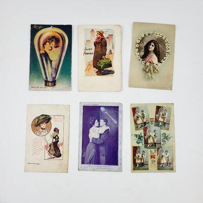 EARLY PEOPLE POSTCARDS 6 PC