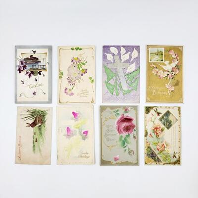 EARLY HOLIDAY POSTCARDS 8PC