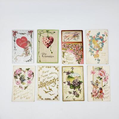 EARLY HOLIDAY POSTCARDS 8 PC #2