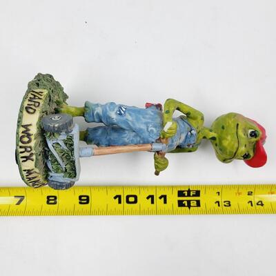 FROG LAWNMOWING FIGURINE