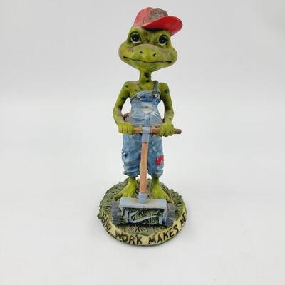 FROG LAWNMOWING FIGURINE