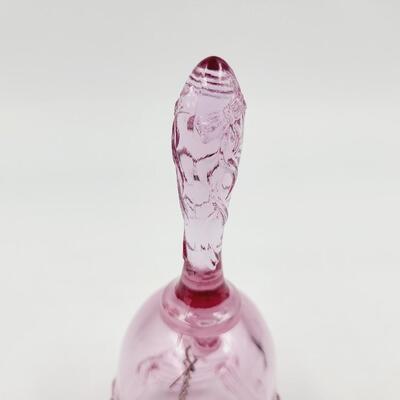 DARK PINK GLASS W/ BOWS BELL