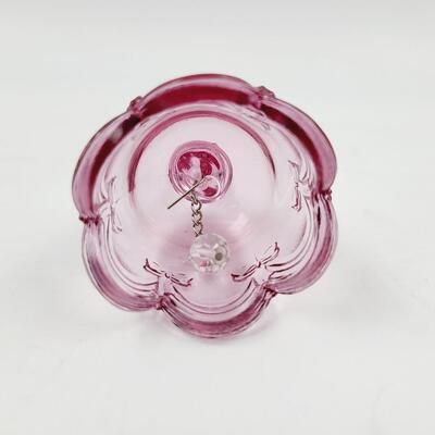 DARK PINK GLASS W/ BOWS BELL