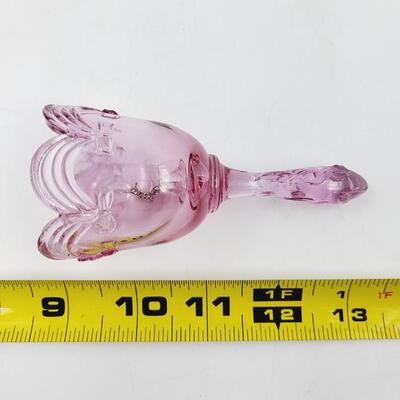 DARK PINK GLASS W/ BOWS BELL