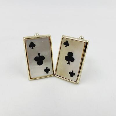 VINTAGE CARD OF ACE GOLD TONED CUFF LINK