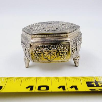 VINTAGE SILVER TONED JAPAN JEWELRY/ TRINKET BOX