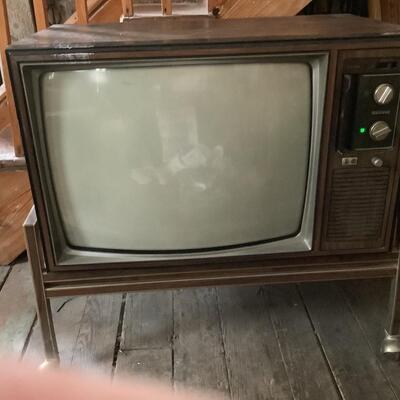 Vintage Quasar TV on cart
