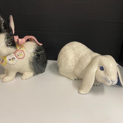 1060 Two Porcelain Bunnies. Fitz and Floyd