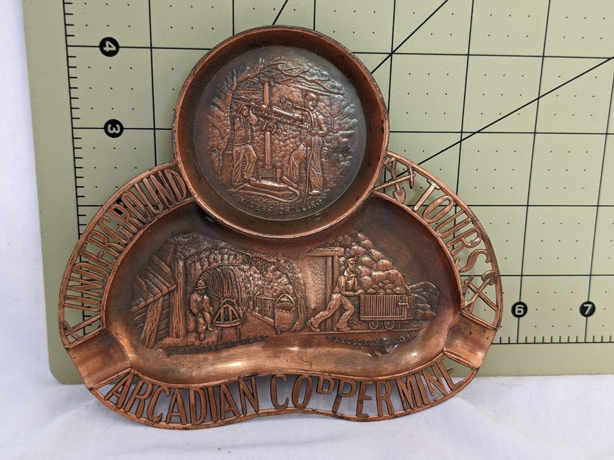 Vintage Copper Arcadian Copper Mine Souvenir Ash Tray | EstateSales.org