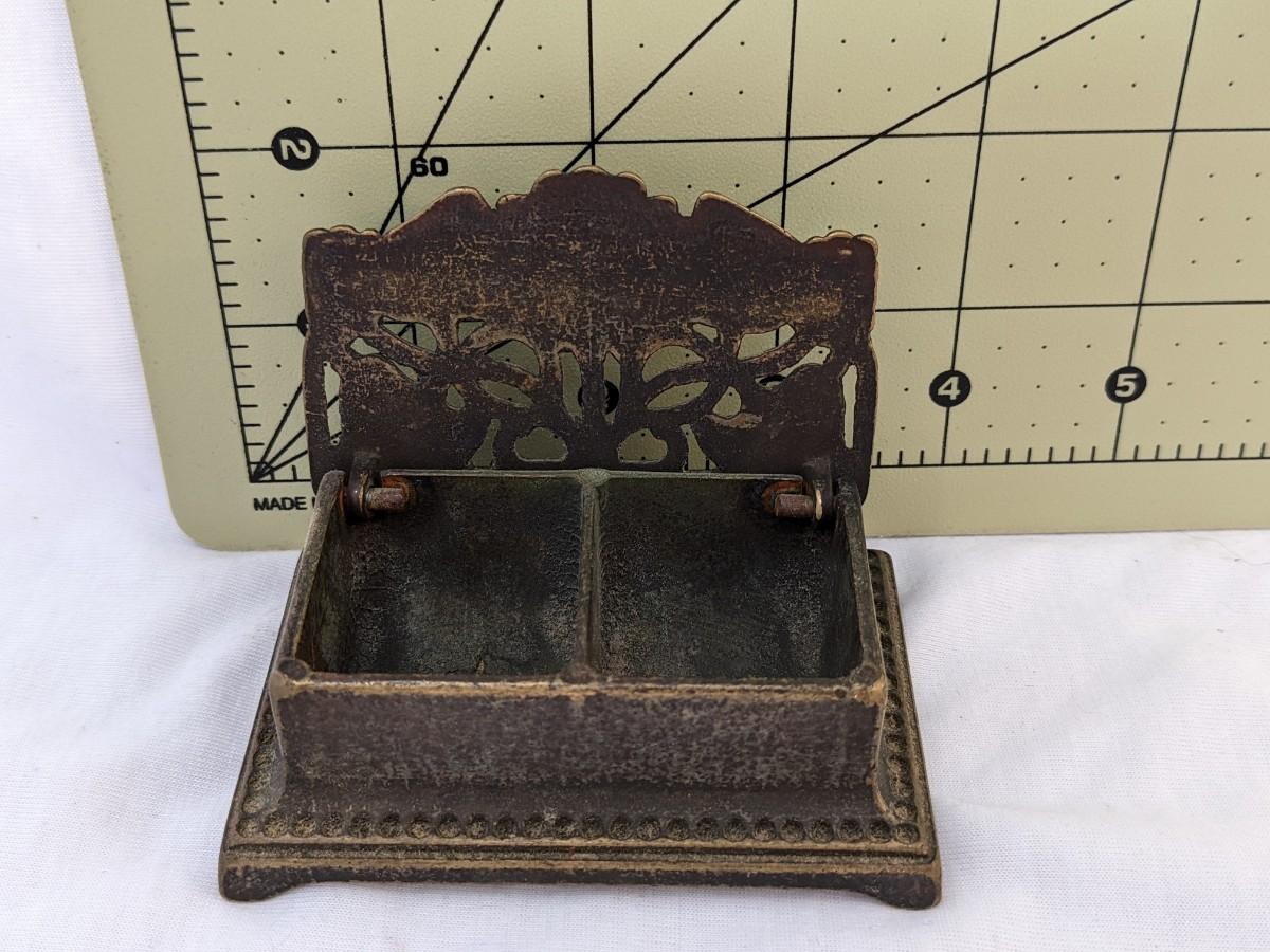 Vintage Made in Italy Brass Double Postage Stamp Box Dispenser, Exc