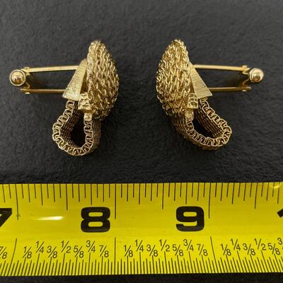 VINTAGE SWANK GOLD-TONED CUFF LINKS & TIE CLIP