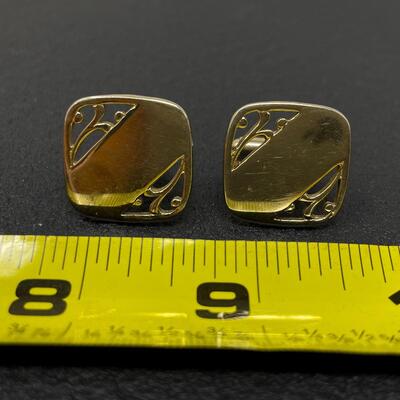 VINTAGE FILIGREE SQUARE GOLD-TONED CUFF LINKS