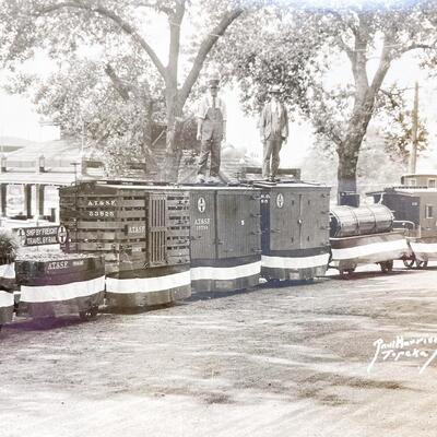 VINTAGE PHOTO OF PARADE TRAIN? TOPEKA KS ATSF RAILWAY