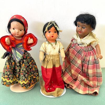 AA  3 ANTIQUE ETHNIC DOLLS