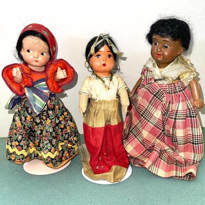 AA  3 ANTIQUE ETHNIC DOLLS