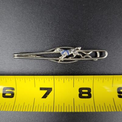 SILVER TONED HORSE TIE CLIP