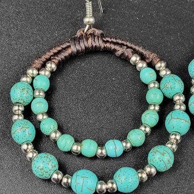 FAUX TURQUOISE HOOP EARRINGS